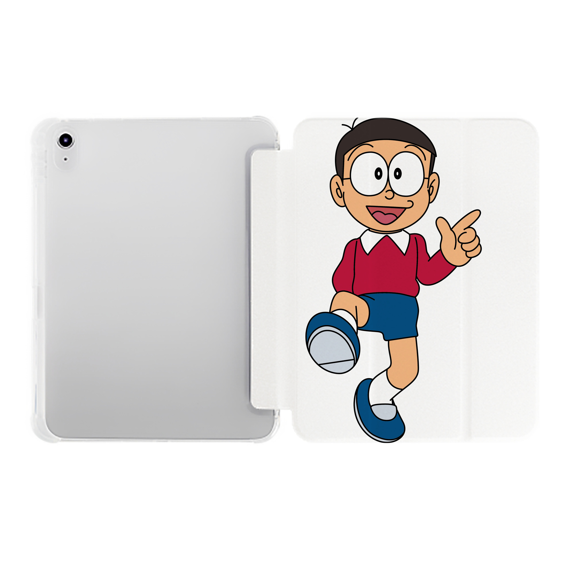 （画像用） ドラえもん 野比 のび太 Doraemon Nobita Nobi IPad ケース ペン収納付き 三つ折りスタンド PUレザー×シリコン 対応機種9.5/10.5/10.9インチ